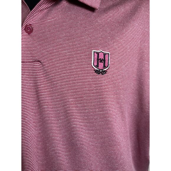 Nike Dri Fit Men’s Pink striped golf polo XL Embroidered “H” Logo - Picture 2 of 7
